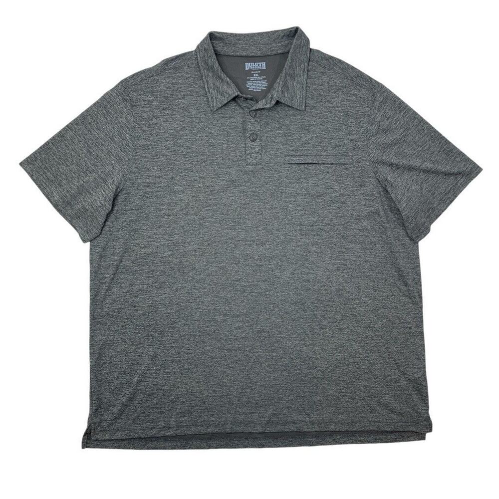 Duluth Polo Shirt Mens 2XL Grey Relaxed Fit Nylon Blend Short Sleeve Golf